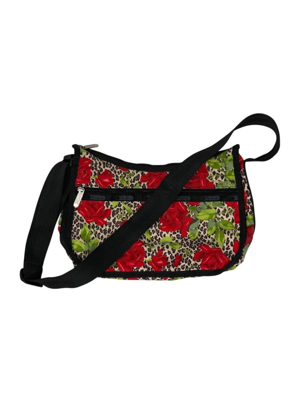 LeSportsac Classic Hobo Floral Leopard Print Crossbody Bag Adjustable Strap Boho